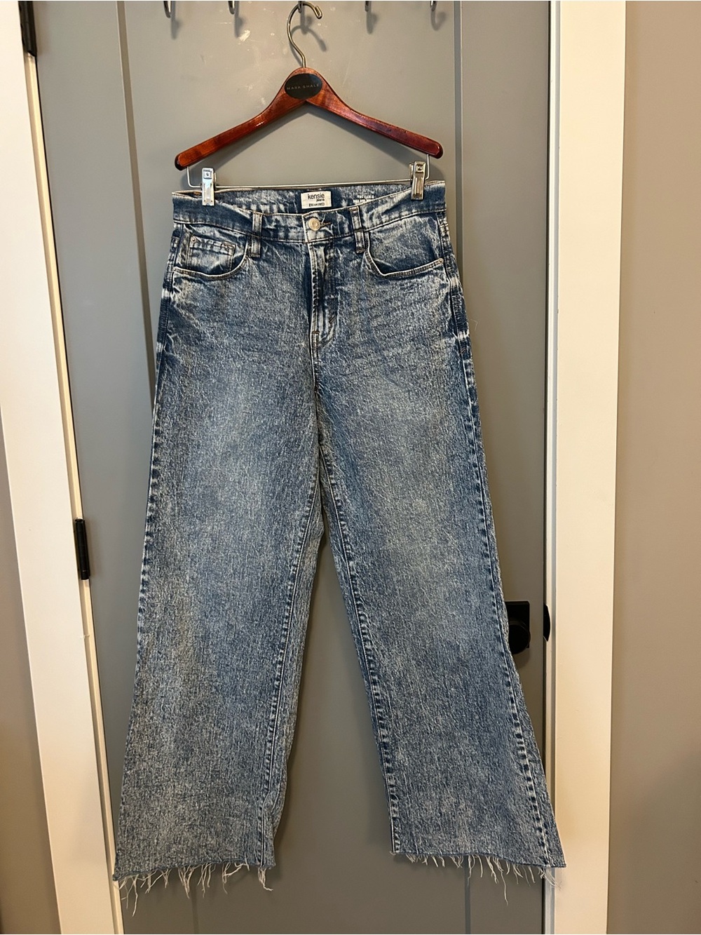 Kensie Blue Acid-Wash High Rise Wide Leg Jeans